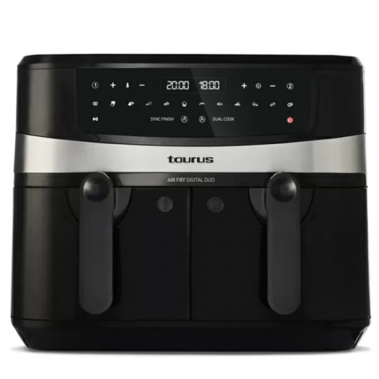 Freidora de aire Taurus digital DUO, 4.5 litros x 2, 9 litros, Sincro